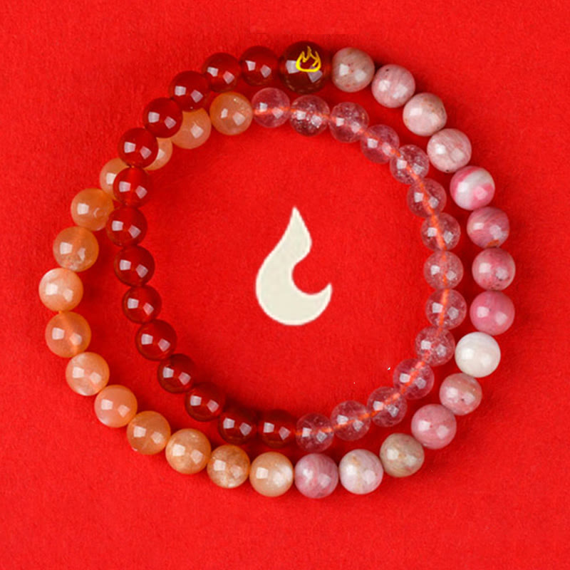 Buddha Stones Cinq éléments Divers cristal d'agate Calcédoine Cristal blanc Bracelet porte-bonheur en agate blanche