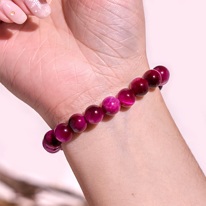 Bracelet apaisant œil de tigre rouge Buddha Stones