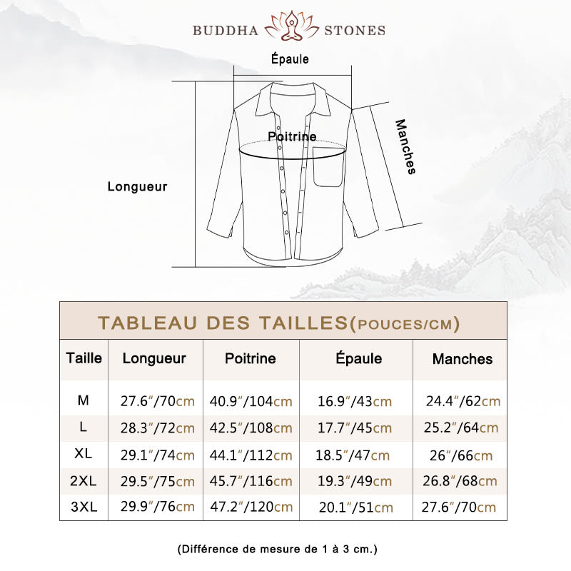 Chemise confortable en velours côtelé à manches longues et col rabattu avec poche pour homme Buddha Stones - image 5