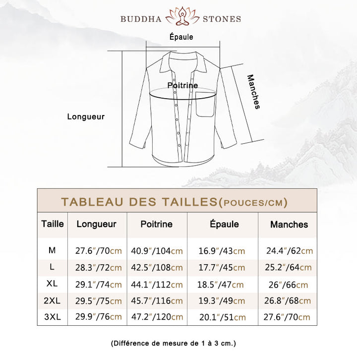 Chemise confortable en velours côtelé à manches longues et col rabattu avec poche pour homme Buddha Stones - image 5
