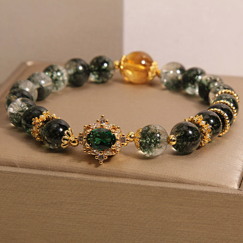Bracelet de confiance en cristal vert fantôme vert Buddha Stones