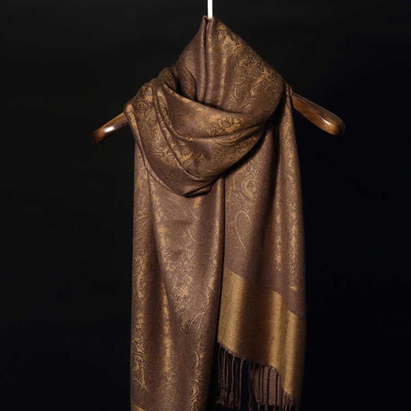 Châle en jacquard à pompons en cajou tibétain avec Buddha Stones , écharpe chaude et confortable pour le printemps, l'automne et l'hiver - image 2