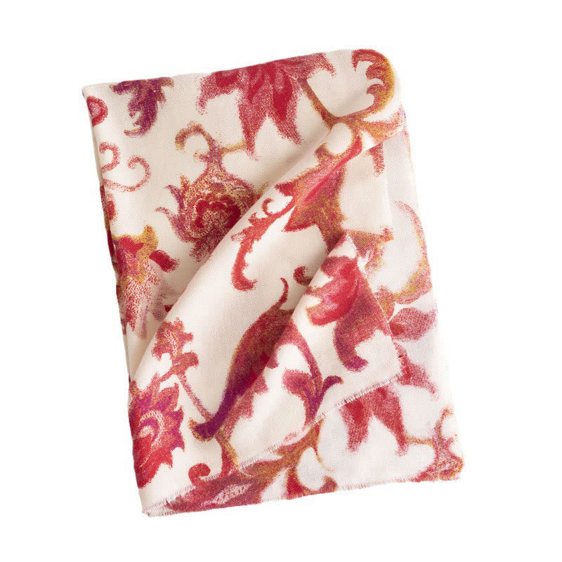 Châle imprimé fleur rouge tibétain Buddha Stones automne hiver doux écharpe chaude