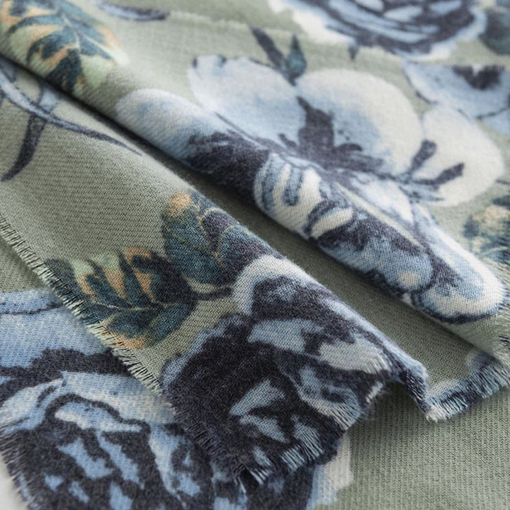 Châle tibétain Buddha Stones Garden Style Rose Flower Print Automne Hiver Doux Chaud Écharpe Wrap