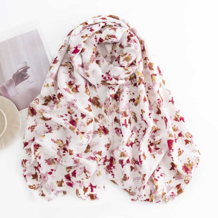 Écharpe de voyage chaude et confortable avec imprimé floral tibétain et Buddha Stones