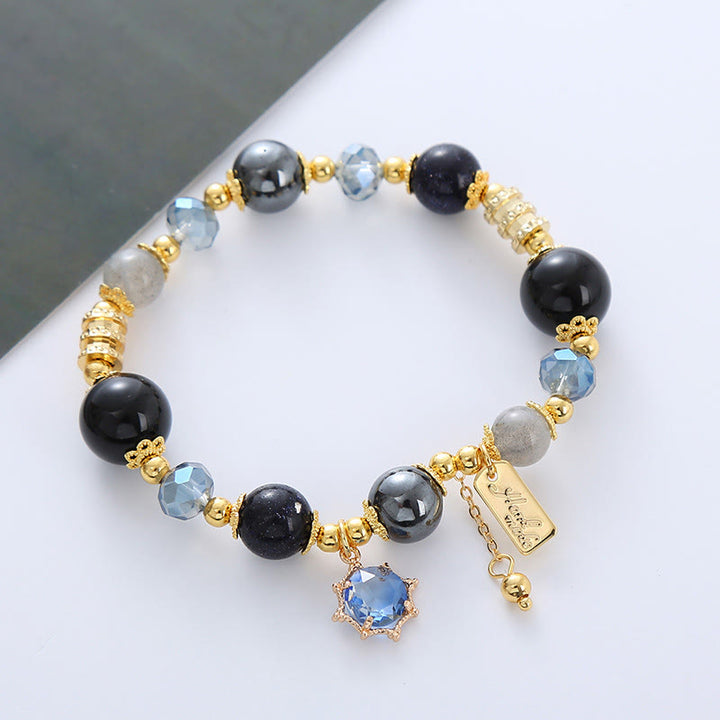 Bracelet de force en obsidienne noire naturelle, hématite et grès bleu Buddha Stones