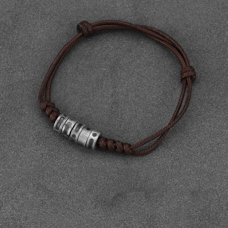 Bracelet de bénédiction en corde de cire en code Morse en argent sterling 999 de Buddha Stones - Corde cirée marron en argent sterling 999 (tour de poignet : 14-21 cm) - Code Morse : LUCKY - image 12