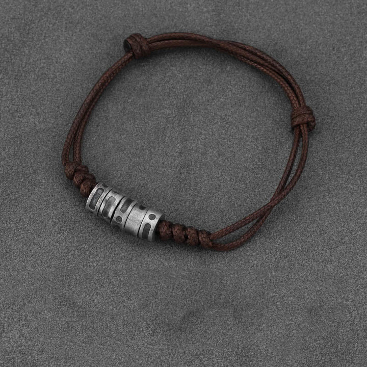 Bracelet de bénédiction en corde de cire en code Morse en argent sterling 999 de Buddha Stones - Corde cirée marron en argent sterling 999 (tour de poignet : 14-21 cm) - Code Morse : LUCKY - image 12