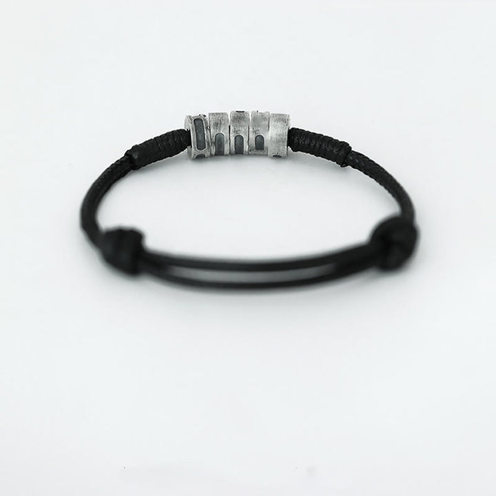 Bracelet de bénédiction en corde de cire en code Morse en argent sterling 999 de Buddha Stones - image 8