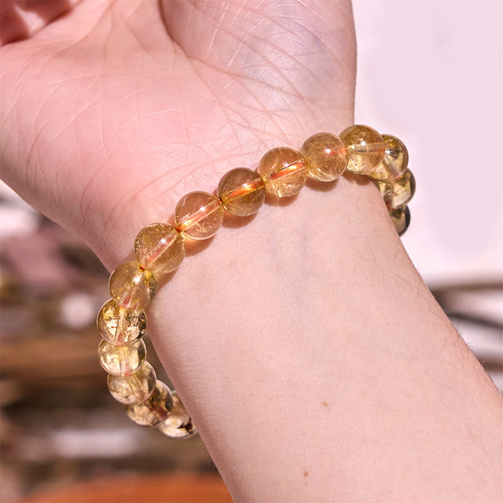 Bracelet positif de bonheur de la série jaune de Buddha Stones pour renforcer la confiance