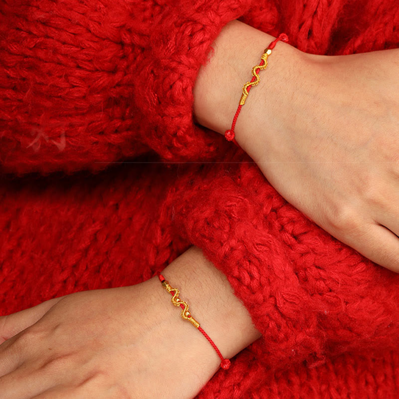 Bracelet de cheville tressé fait main en or 999 avec Buddha Stones Année du serpent - image 10