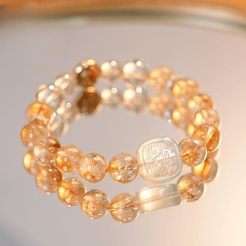 Bracelet de la déesse de la richesse en Buddha Stones, topaze, citrine, œil de tigre, Zakiram