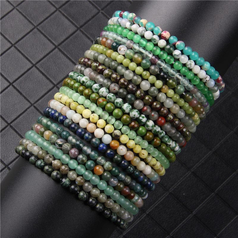 Bracelet de guérison en mini perles de cristal de 4 mm avec Buddha Stones
