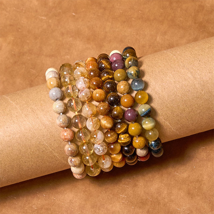 Bracelet positif de bonheur de la série jaune de Buddha Stones pour renforcer la confiance