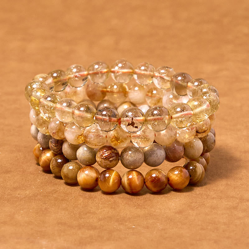 Bracelet positif de bonheur de la série jaune de Buddha Stones pour renforcer la confiance