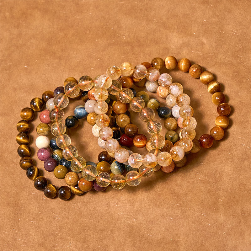 Bracelet positif de bonheur de la série jaune de Buddha Stones pour renforcer la confiance
