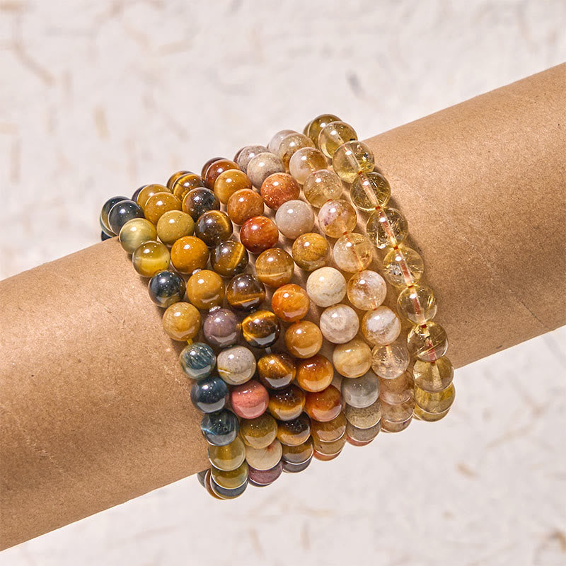 Bracelet positif de bonheur de la série jaune de Buddha Stones pour renforcer la confiance