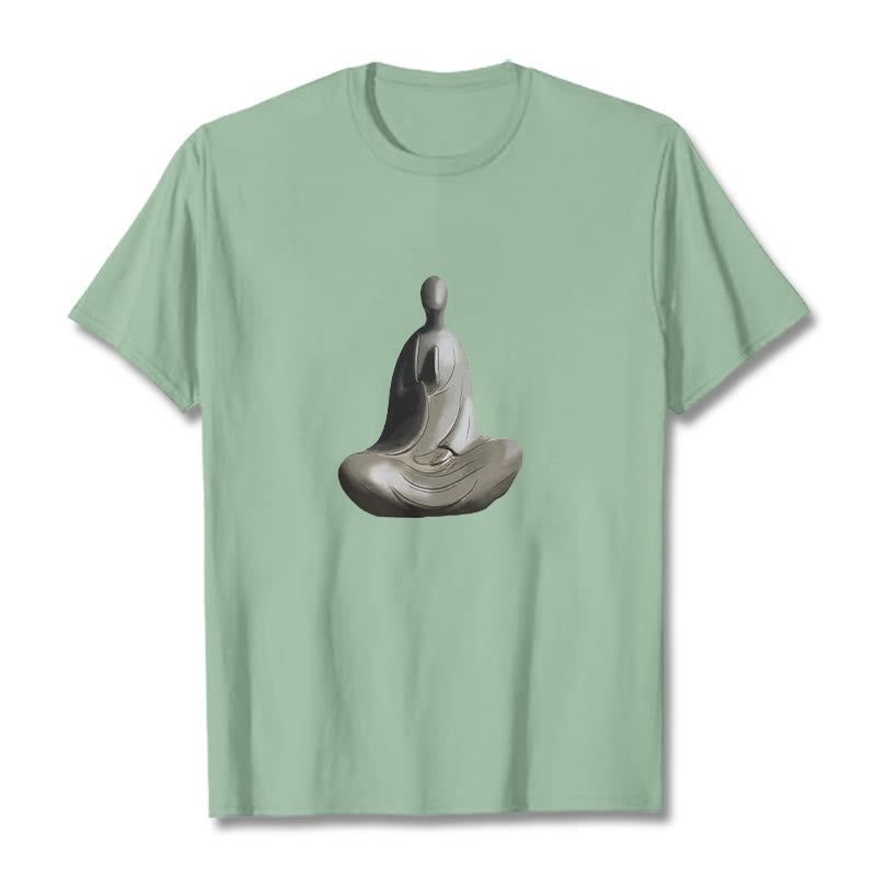 T-shirt en coton à motif Bouddha sans forme gris avec Buddha Stones - Vert pâle - 2XL - image 15