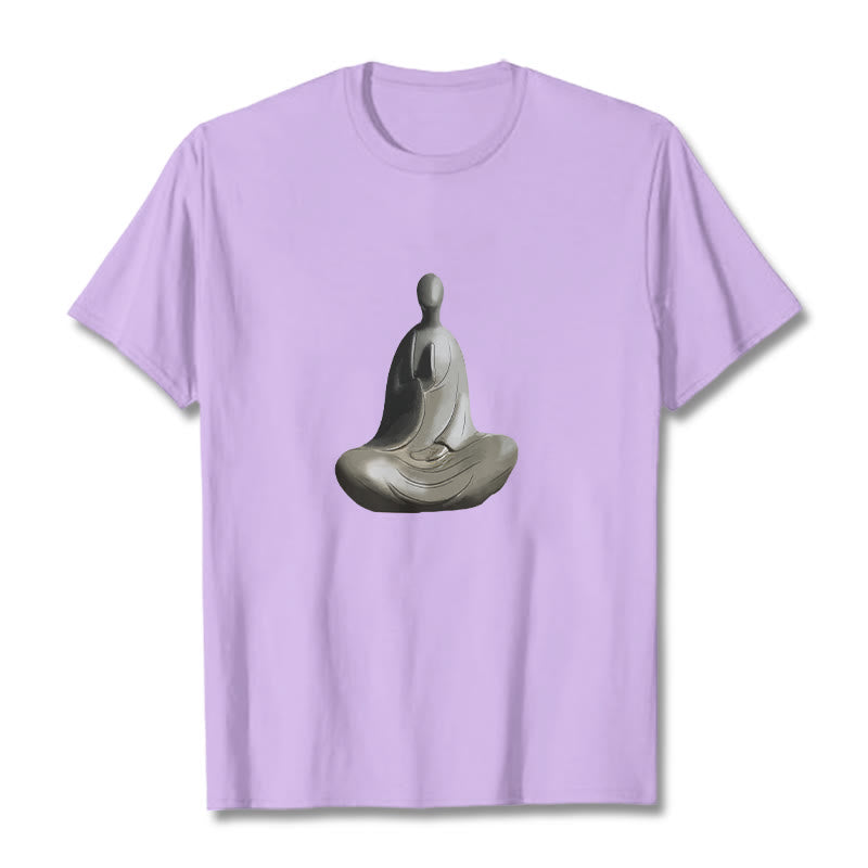 T-shirt en coton à motif Bouddha sans forme gris avec Buddha Stones - Prune - 2XL - image 17
