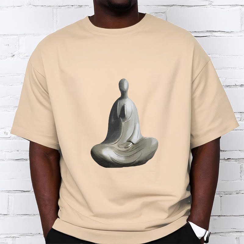 T-shirt en coton à motif Bouddha sans forme gris avec Buddha Stones - image 7