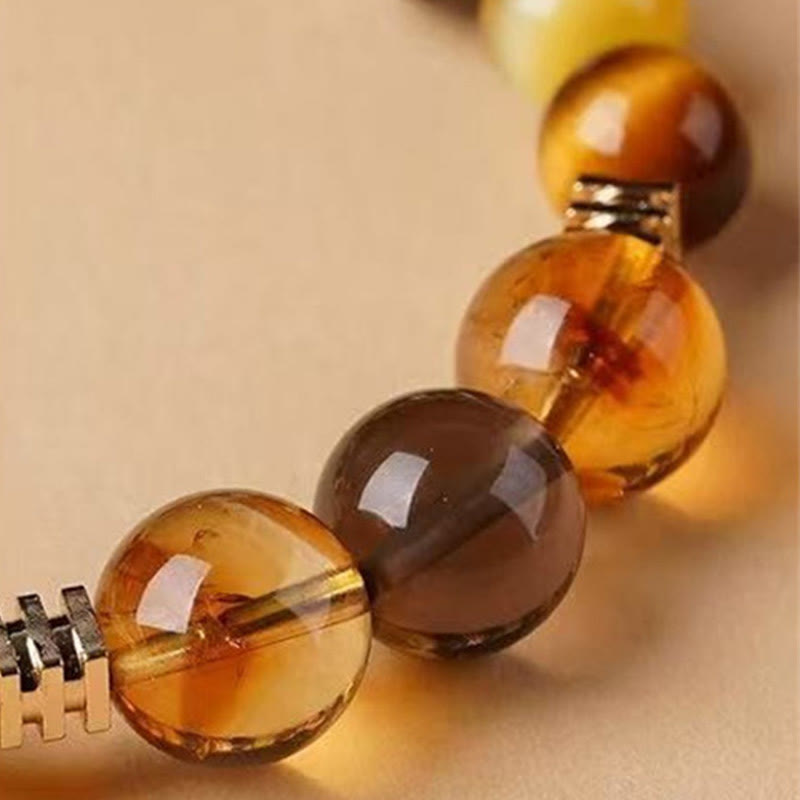 Bracelet de bonheur en Buddha Stones, citrine, topaze, œil de tigre