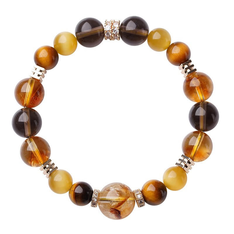 Bracelet de bonheur en Buddha Stones, citrine, topaze, œil de tigre