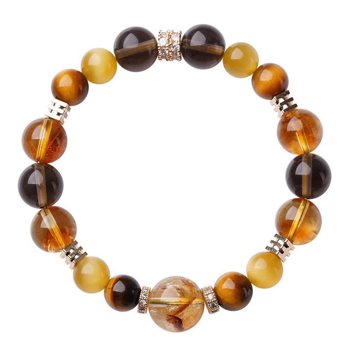 Bracelet de bonheur en Buddha Stones, citrine, topaze, œil de tigre
