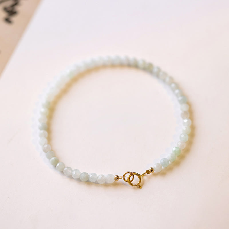 Bracelet porte-bonheur en cuivre plaqué or 14 carats avec perles ultra-fines en jade de 2 mm et Buddha Stones