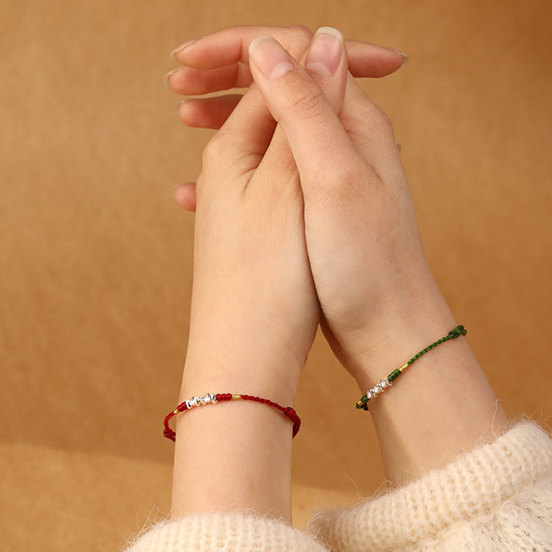 Bracelet de cheville tressé ultra fin en argent sterling 925 Buddha Stones et protection contre la chance - image 15