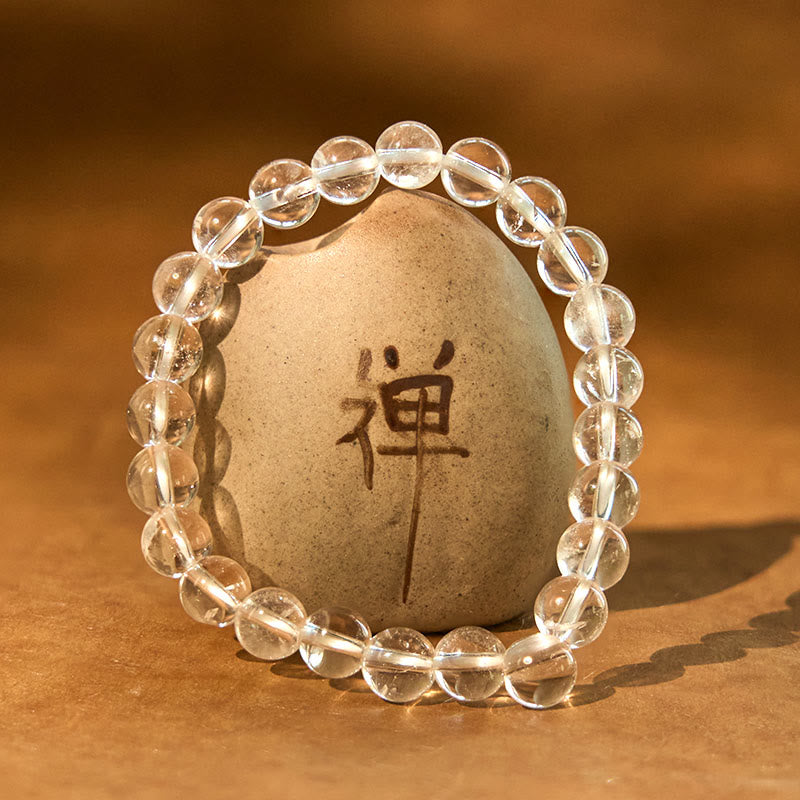 Bracelet de méditation en cristal blanc naturel Buddha Stones