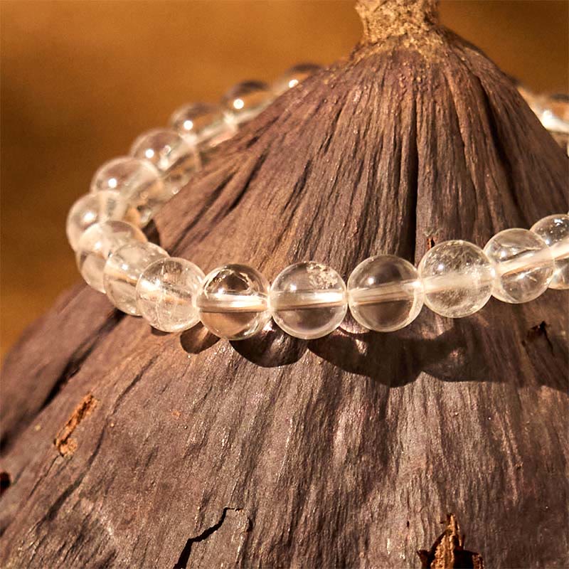 Bracelet de méditation en cristal blanc naturel Buddha Stones