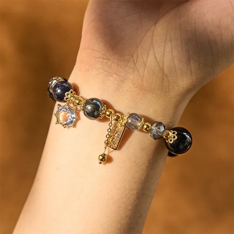 Bracelet de force en obsidienne noire naturelle, hématite et grès bleu Buddha Stones