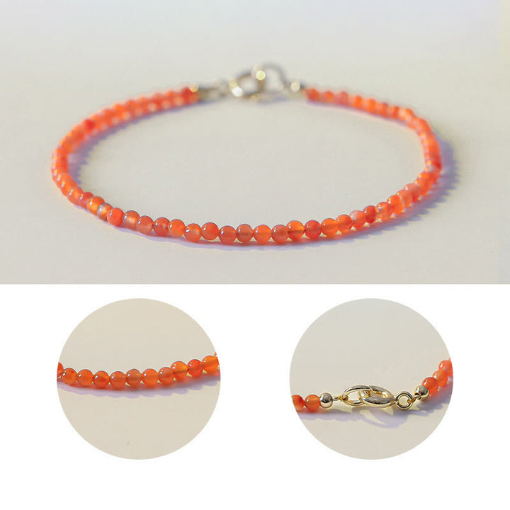 Bracelet de confiance en perles ultra-fines en agate rouge cerise naturelle de Buddha Stones