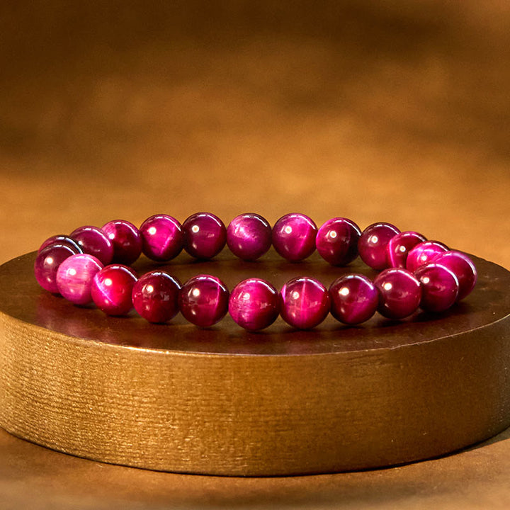 Bracelet apaisant œil de tigre rouge Buddha Stones