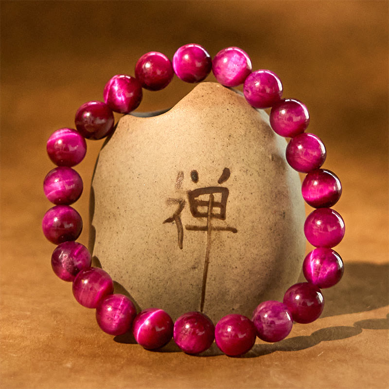 Bracelet apaisant œil de tigre rouge Buddha Stones