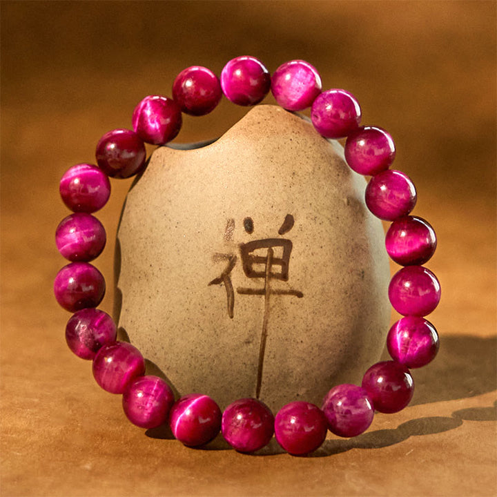 Bracelet apaisant œil de tigre rouge Buddha Stones