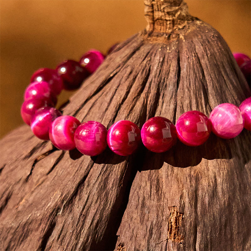 Bracelet apaisant œil de tigre rouge Buddha Stones