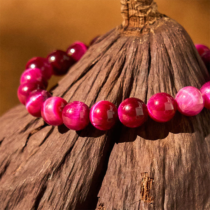 Bracelet apaisant œil de tigre rouge Buddha Stones