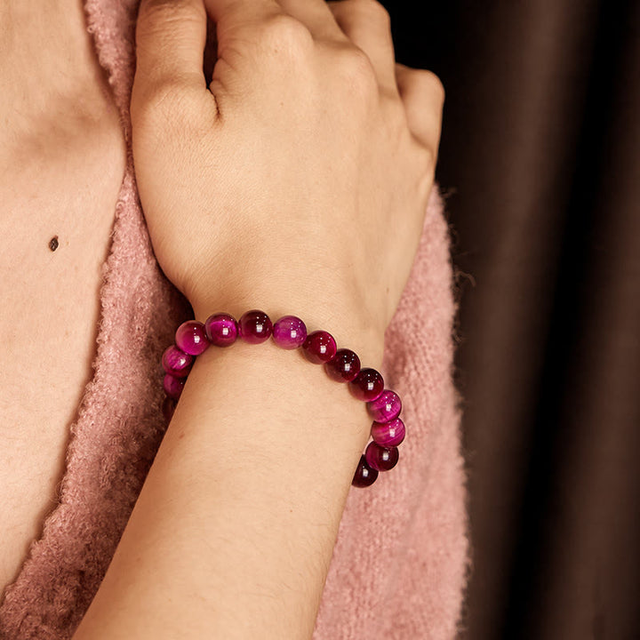 Bracelet apaisant œil de tigre rouge Buddha Stones