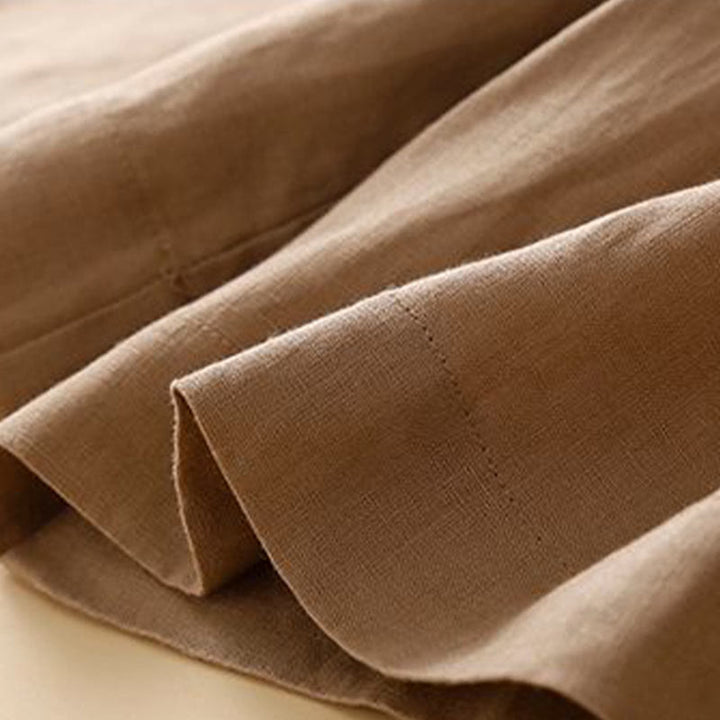 Short plissé uni en coton et lin avec poches pour femme avec fermeture éclair et boutons Buddha Stones - image 7