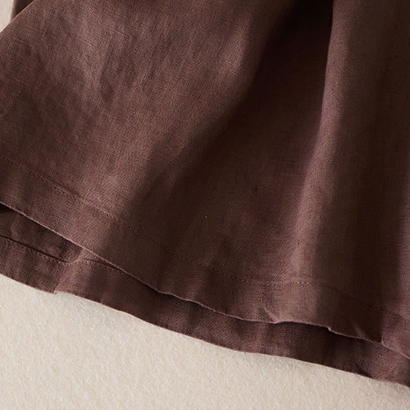 Short décontracté en coton et lin de couleur unie avec poches pour femme Buddha Stones - image 17