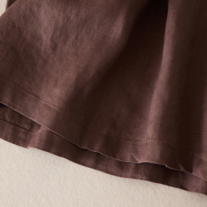 Short décontracté en coton et lin de couleur unie avec poches pour femme Buddha Stones - image 17