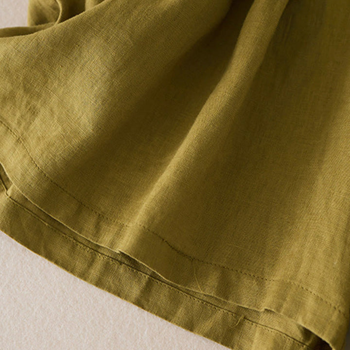 Short décontracté en coton et lin de couleur unie avec poches pour femme Buddha Stones - image 12