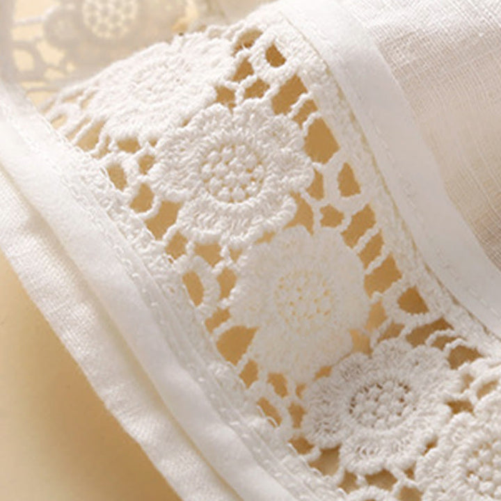 Short en coton à lacets avec poches et motif Buddha Stones, couleur unie, bas ajouré - image 15