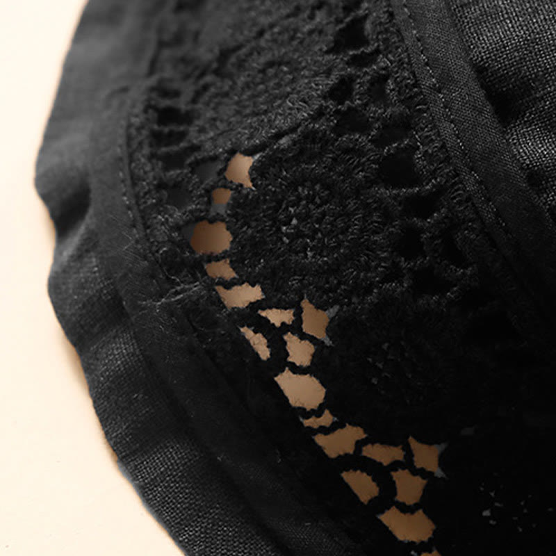 Short en coton à lacets avec poches et motif Buddha Stones, couleur unie, bas ajouré - image 22