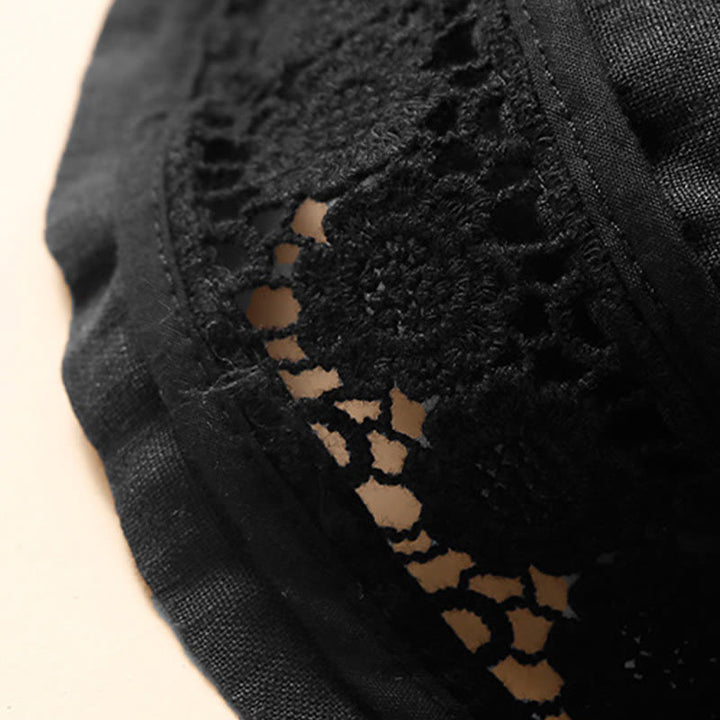 Short en coton à lacets avec poches et motif Buddha Stones, couleur unie, bas ajouré - image 22