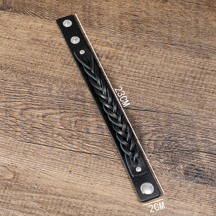 Bracelet en cuir tissé vintage avec boucle réglable et Buddha Stones