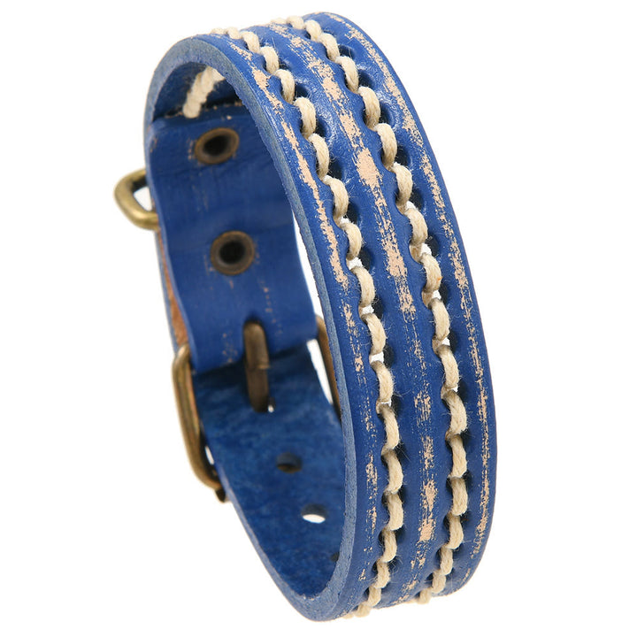 Bracelet en cuir vintage avec boucle réglable et Buddha Stones