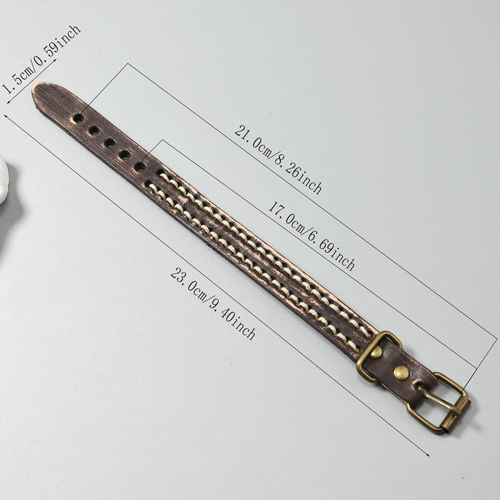 Bracelet en cuir vintage avec boucle réglable et Buddha Stones