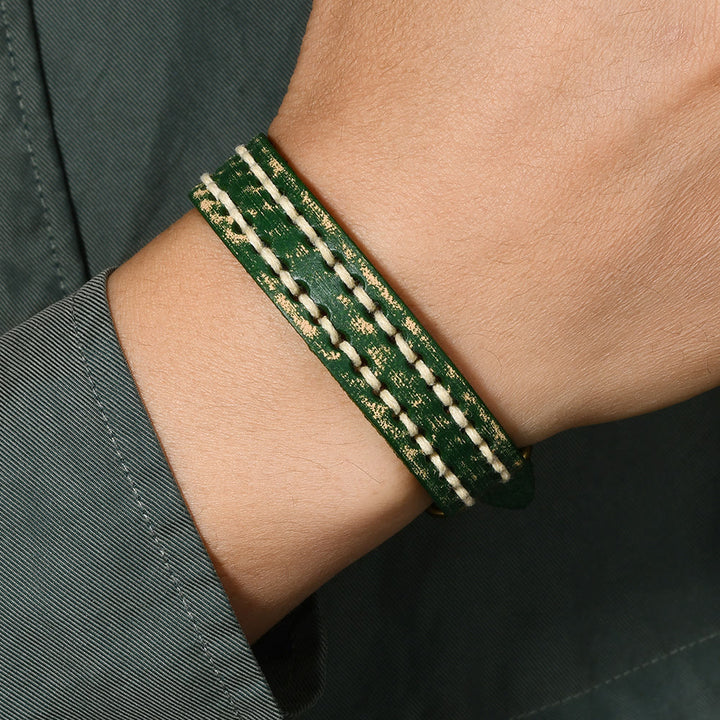 Bracelet en cuir vintage avec boucle réglable et Buddha Stones